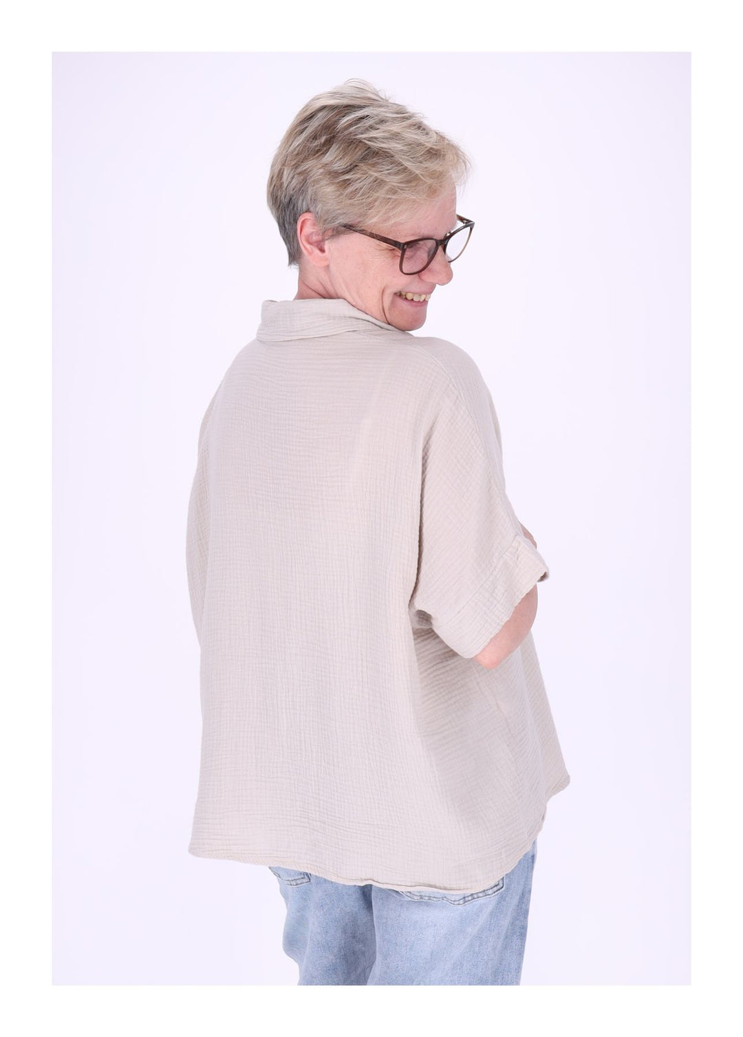 Bluse Damen Musselin Kurzarm