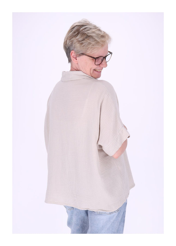 Bluse Damen Musselin Kurzarm