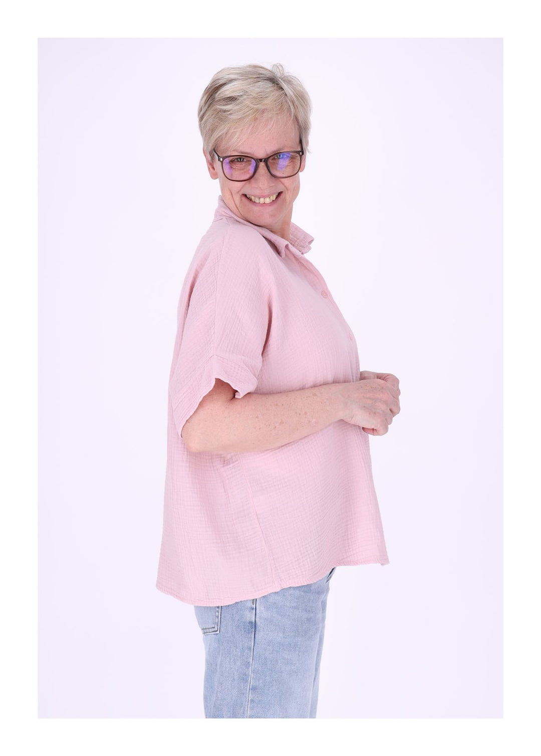 Bluse Damen Musselin Kurzarm