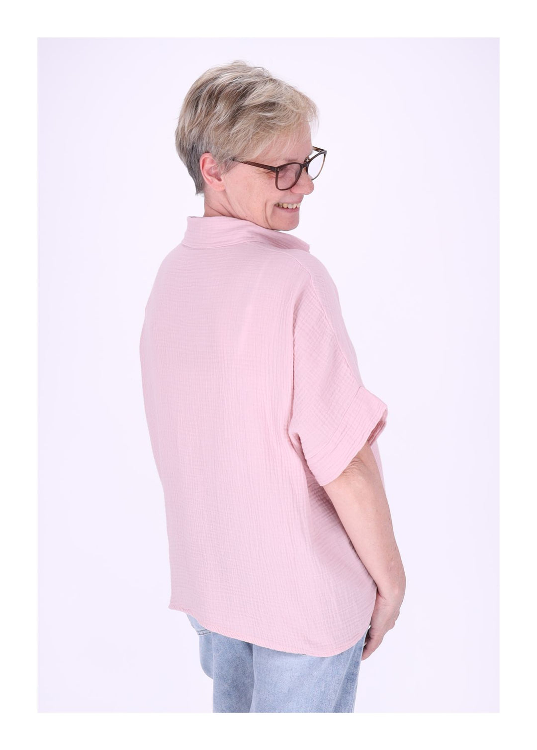 Bluse Damen Musselin Kurzarm