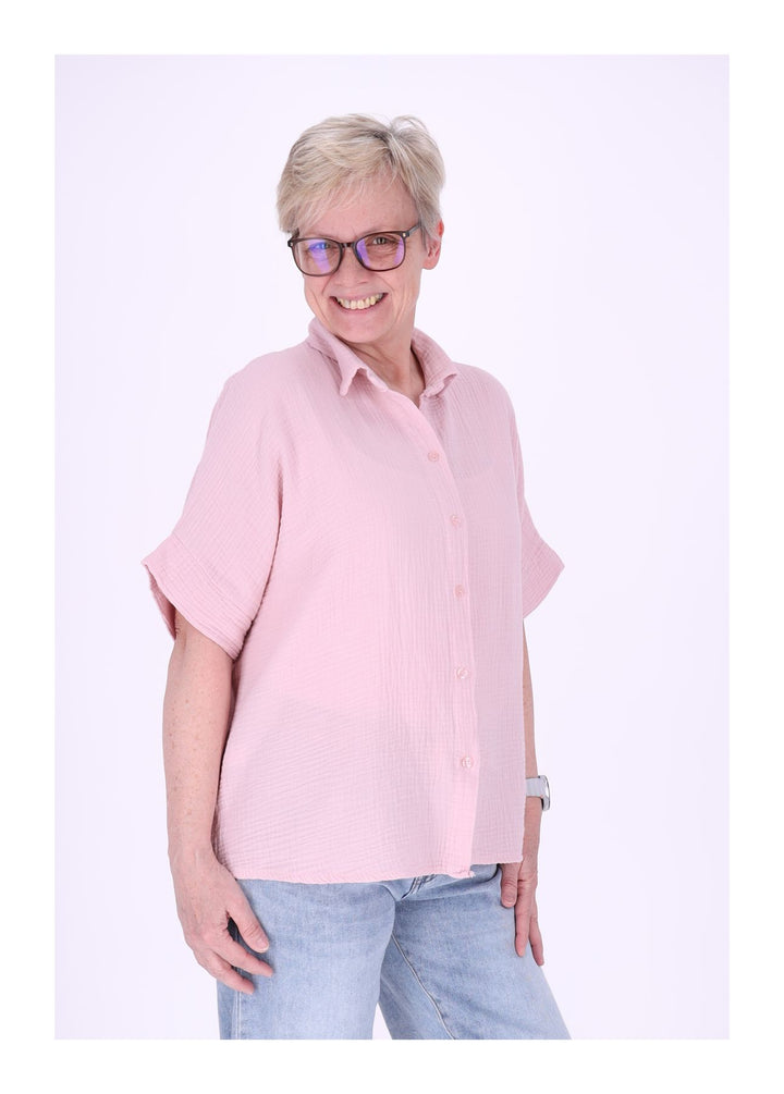 Bluse Damen Musselin Kurzarm