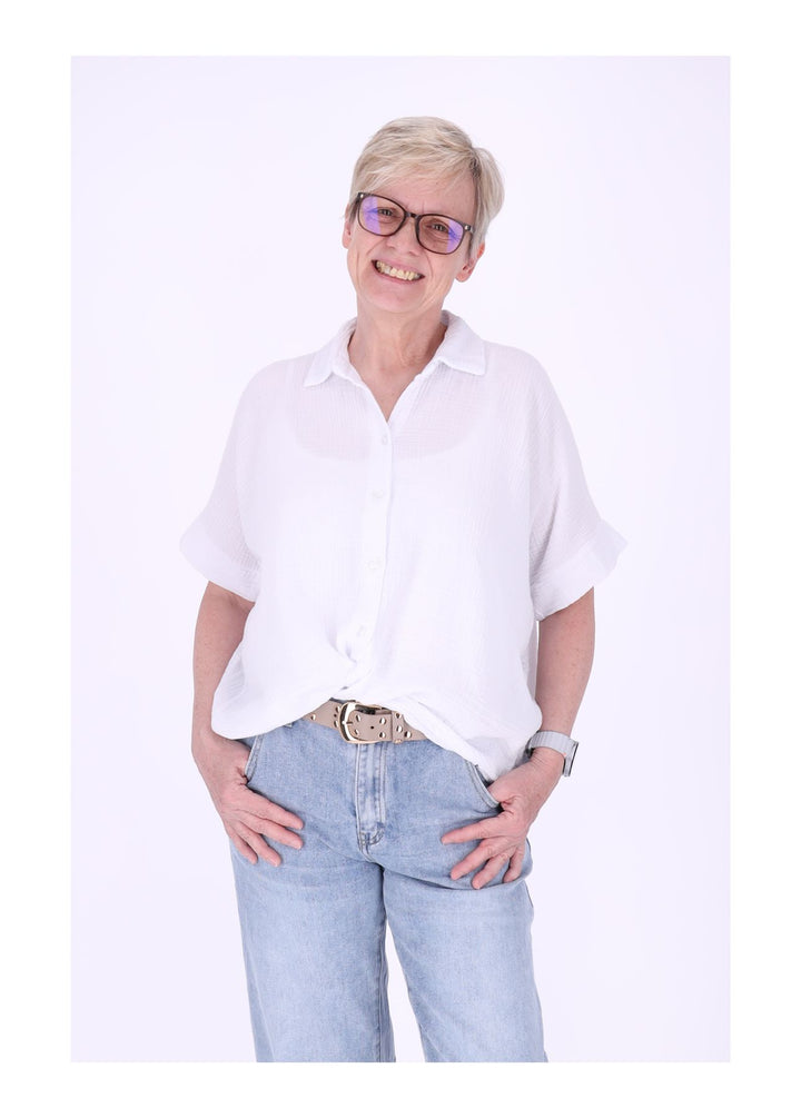 Bluse Damen Musselin Kurzarm