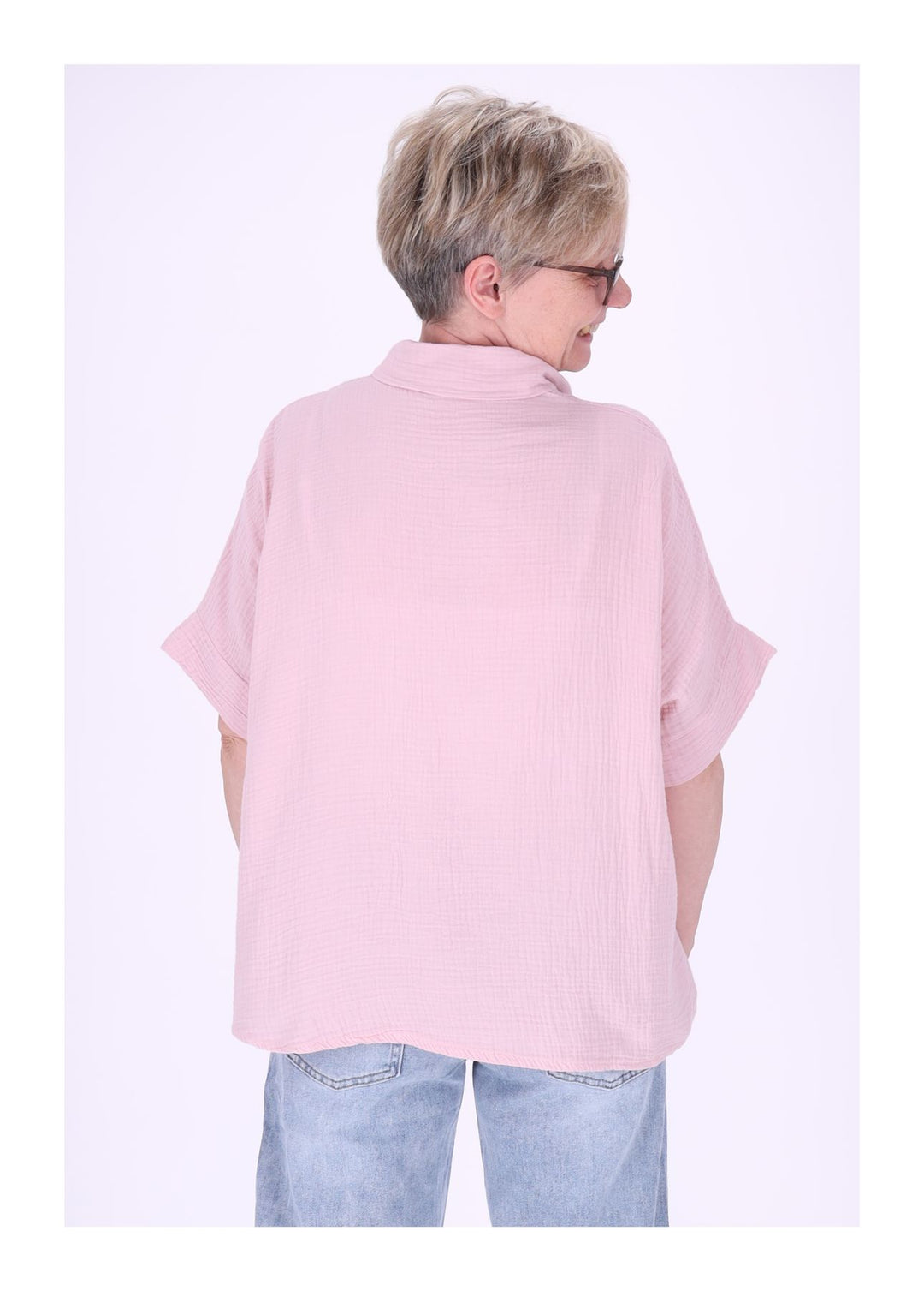 Bluse Damen Musselin Kurzarm