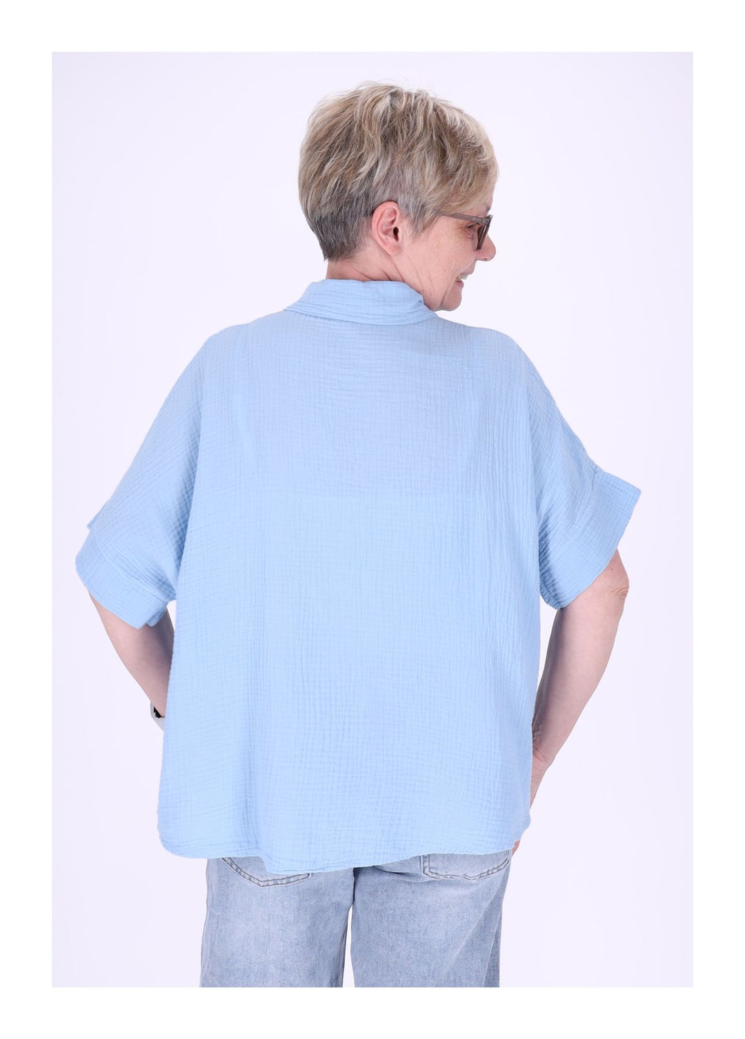 Bluse Damen Musselin Kurzarm
