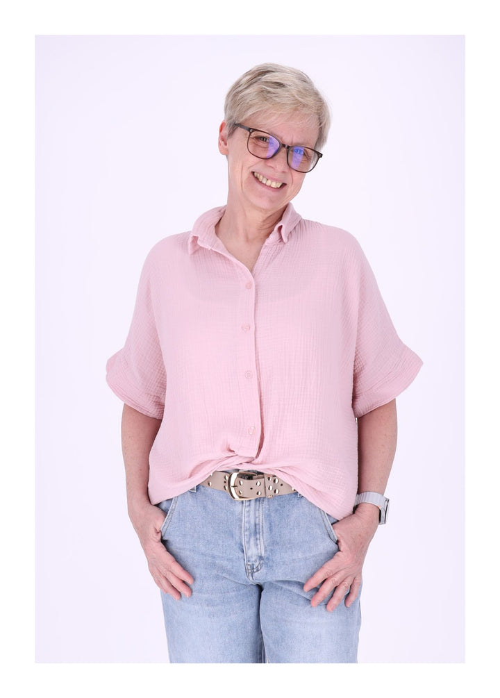 Bluse Damen Musselin Kurzarm