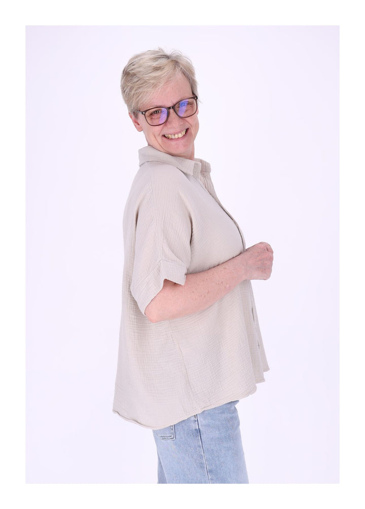 Bluse Damen Musselin Kurzarm