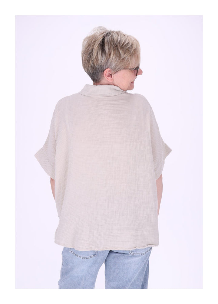 Bluse Damen Musselin Kurzarm