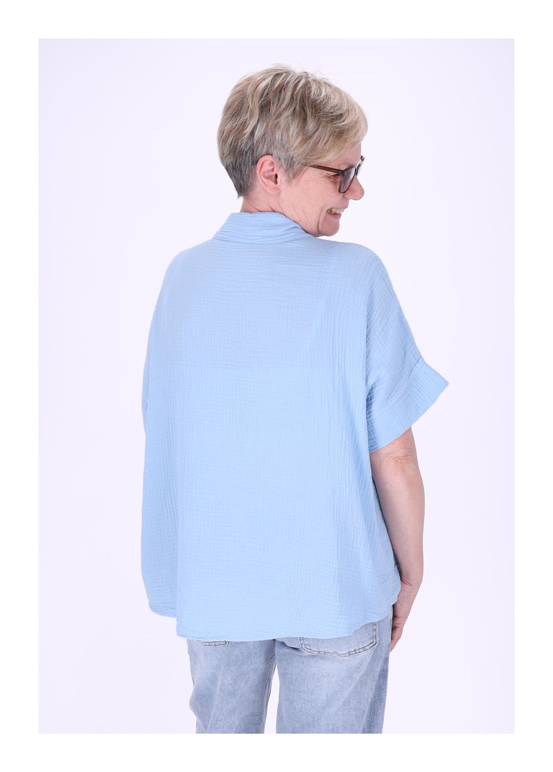 Bluse Damen Musselin Kurzarm