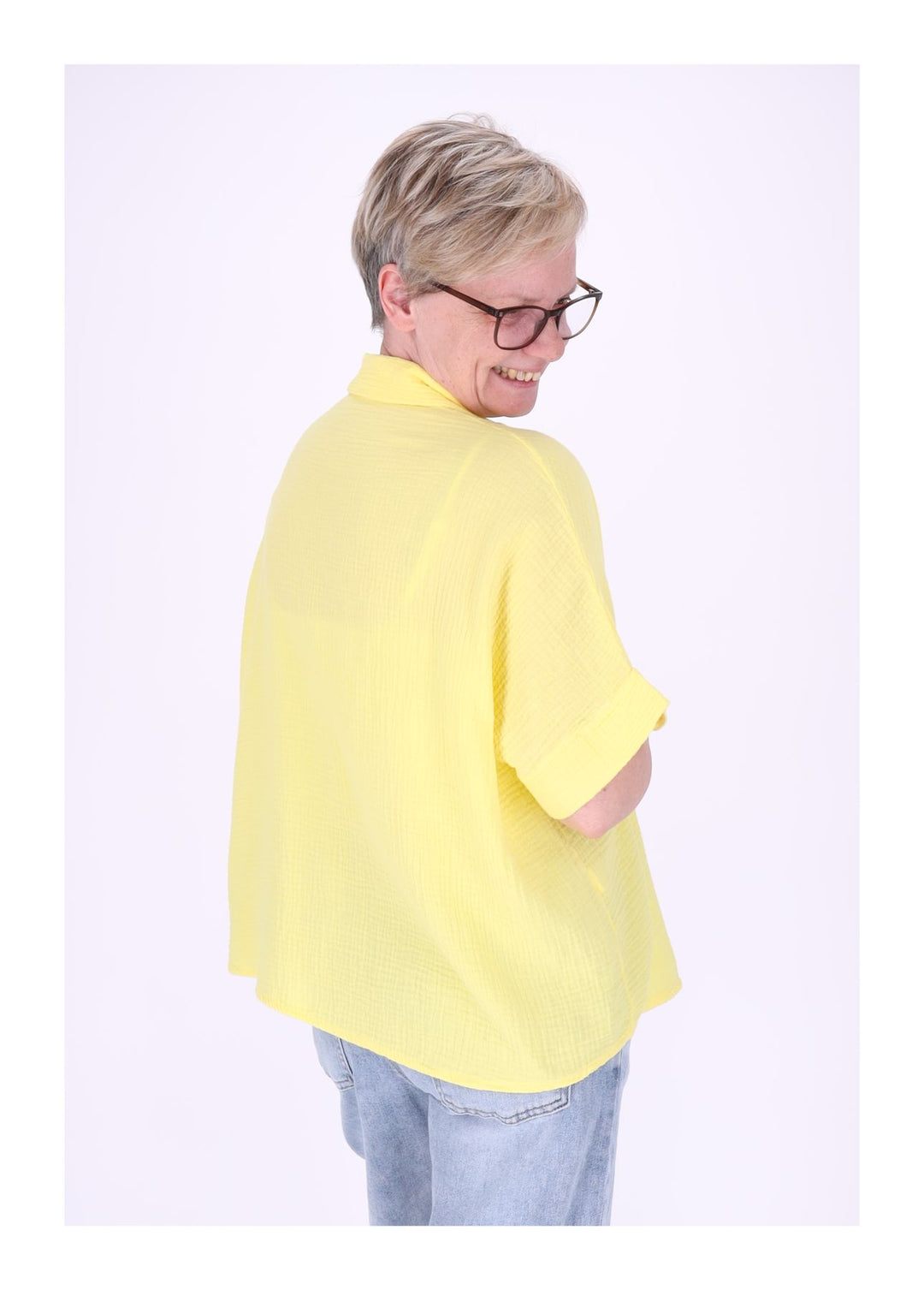 Bluse Damen Musselin Kurzarm