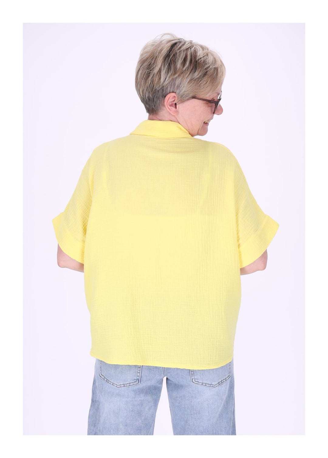 Bluse Damen Musselin Kurzarm