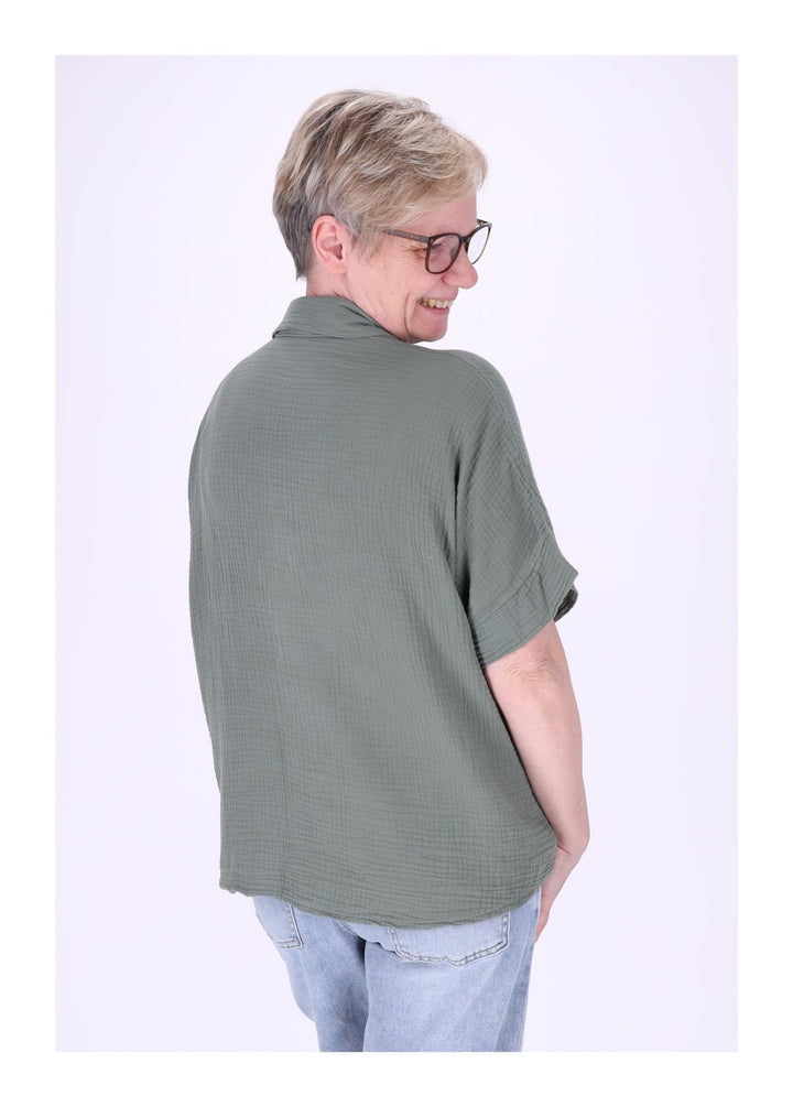 Bluse Damen Musselin Kurzarm