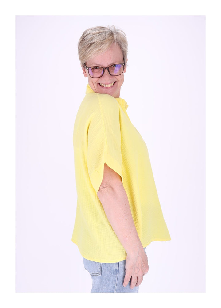 Bluse Damen Musselin Kurzarm