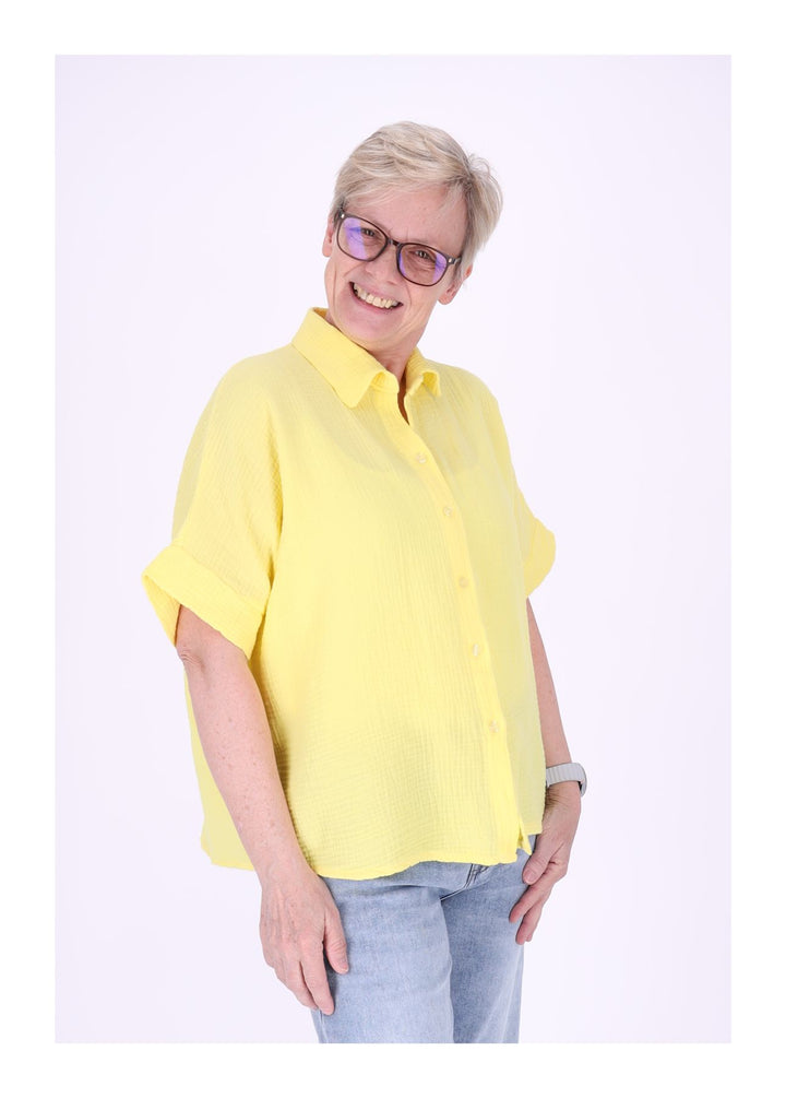 Bluse Damen Musselin Kurzarm
