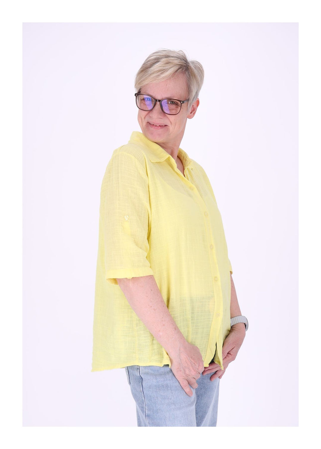 Leinenbluse Damen Kurzarm