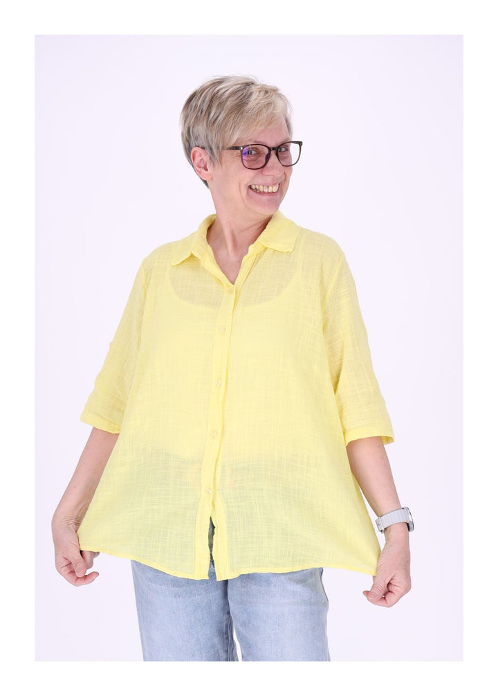 Leinenbluse Damen Kurzarm