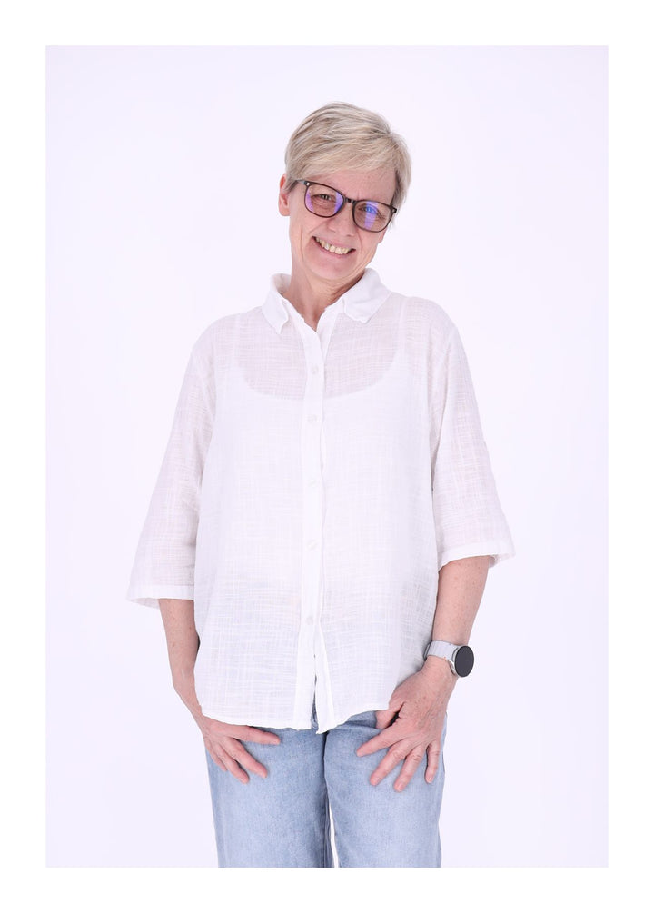 Leinenbluse Damen Kurzarm