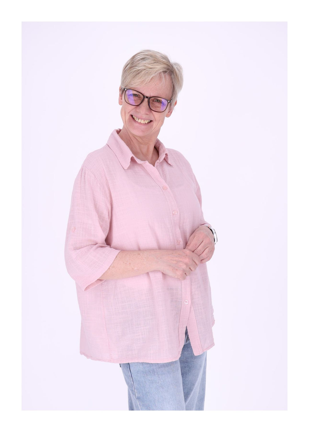 Leinenbluse Damen Kurzarm