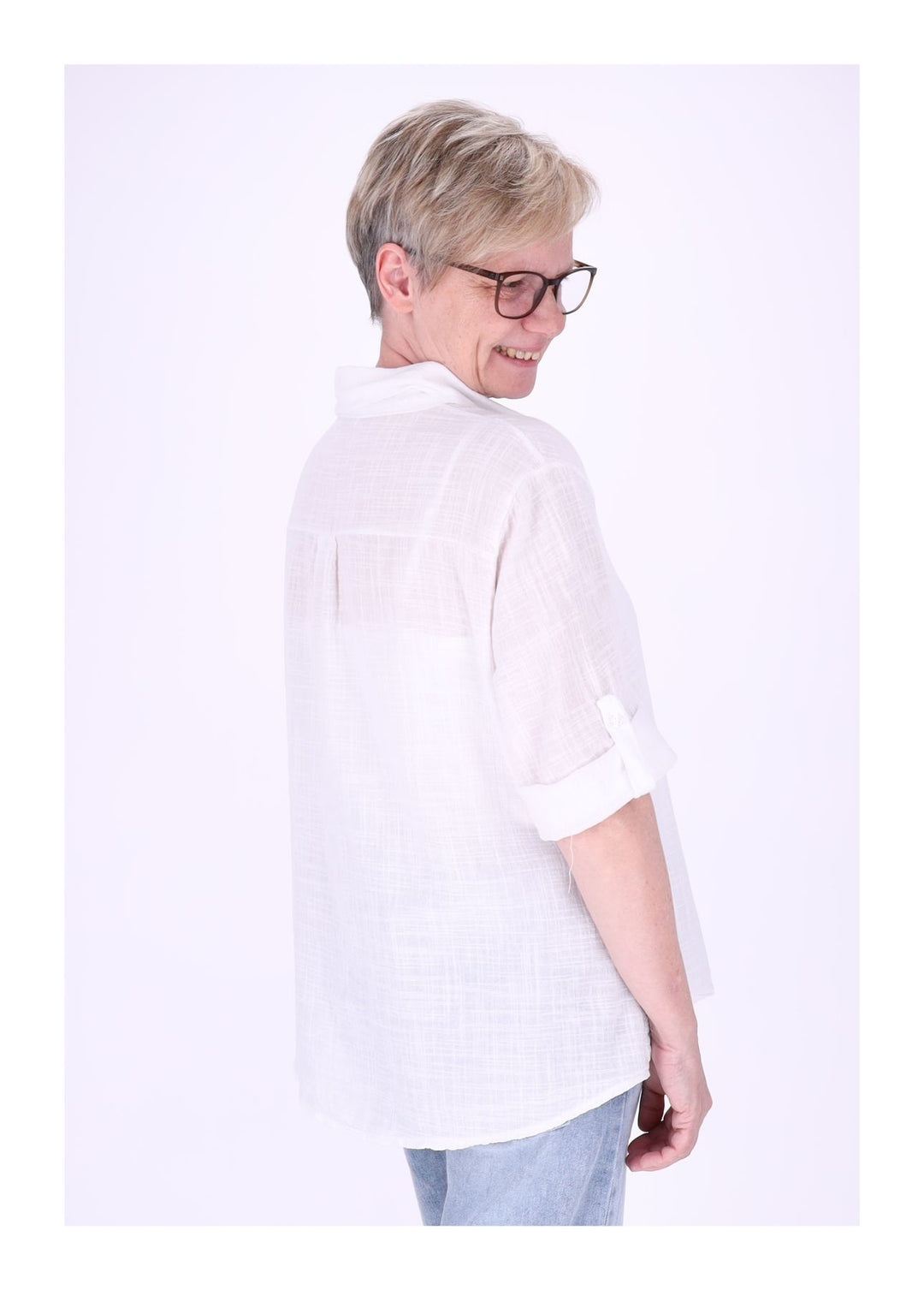 Leinenbluse Damen Kurzarm