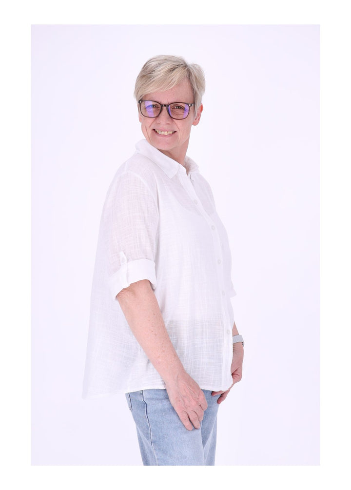 Leinenbluse Damen Kurzarm