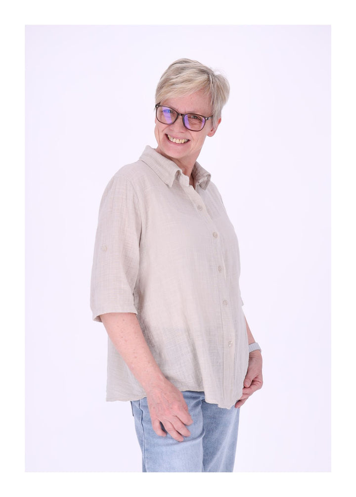 Leinenbluse Damen Kurzarm