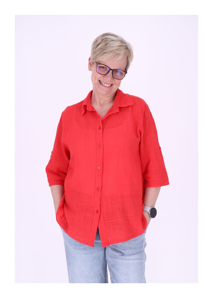Leinenbluse Damen Kurzarm