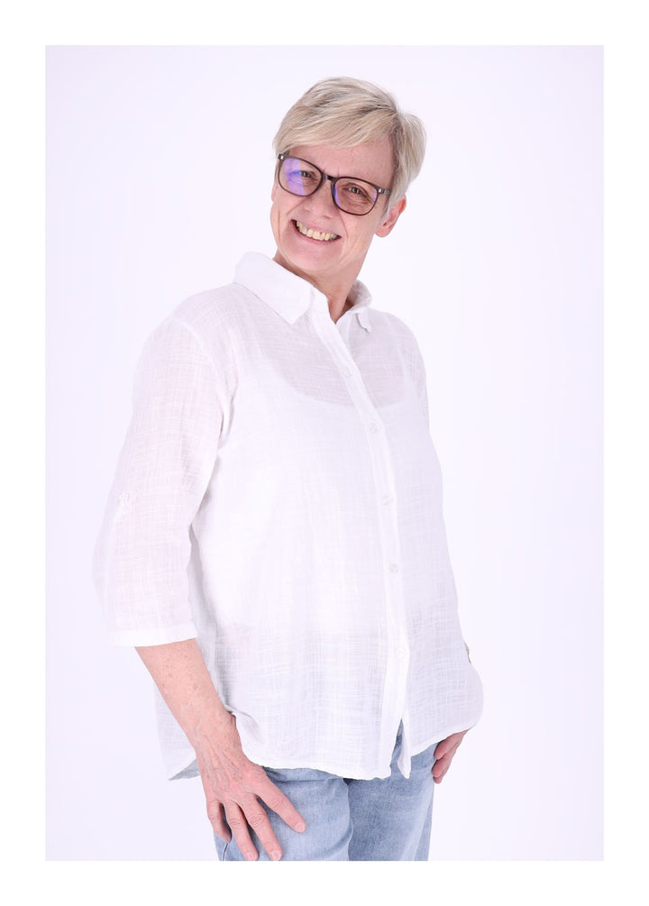 Leinenbluse Damen Kurzarm