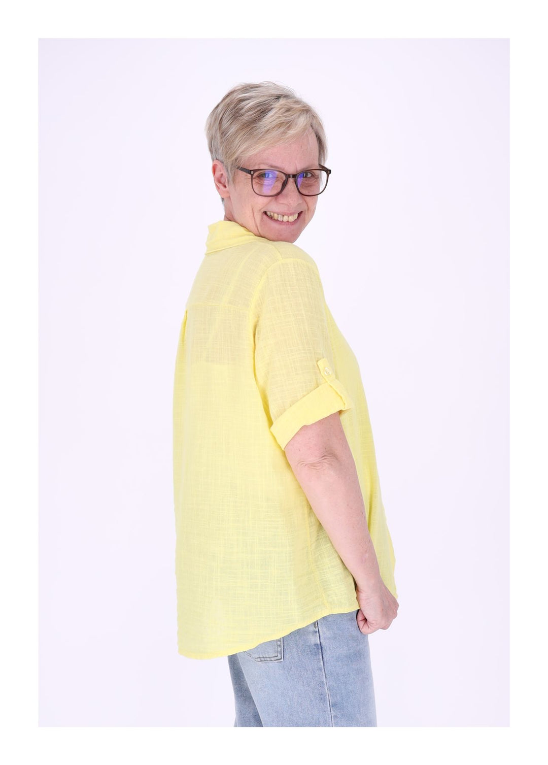 Leinenbluse Damen Kurzarm