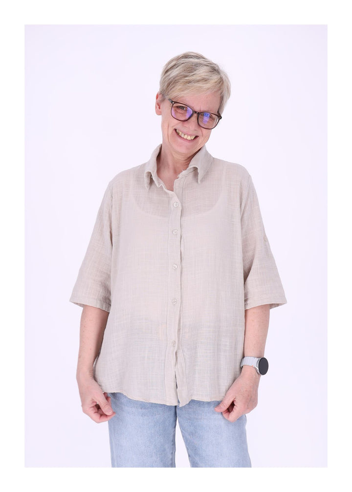 Leinenbluse Damen Kurzarm