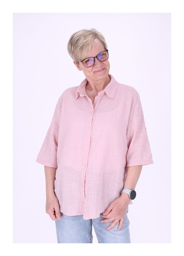 Leinenbluse Damen Kurzarm