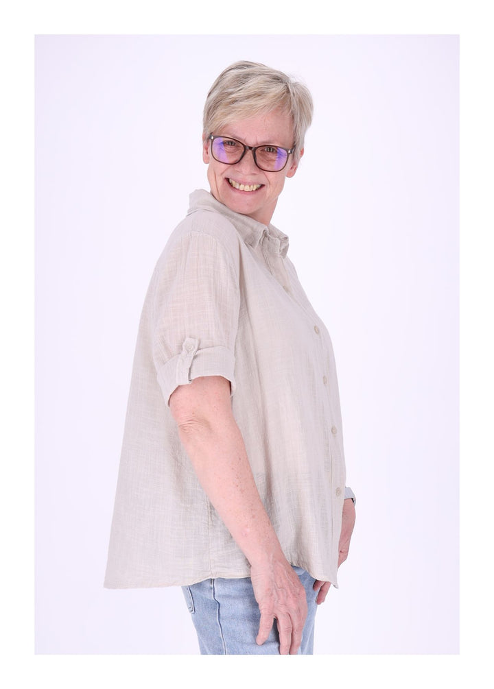 Leinenbluse Damen Kurzarm