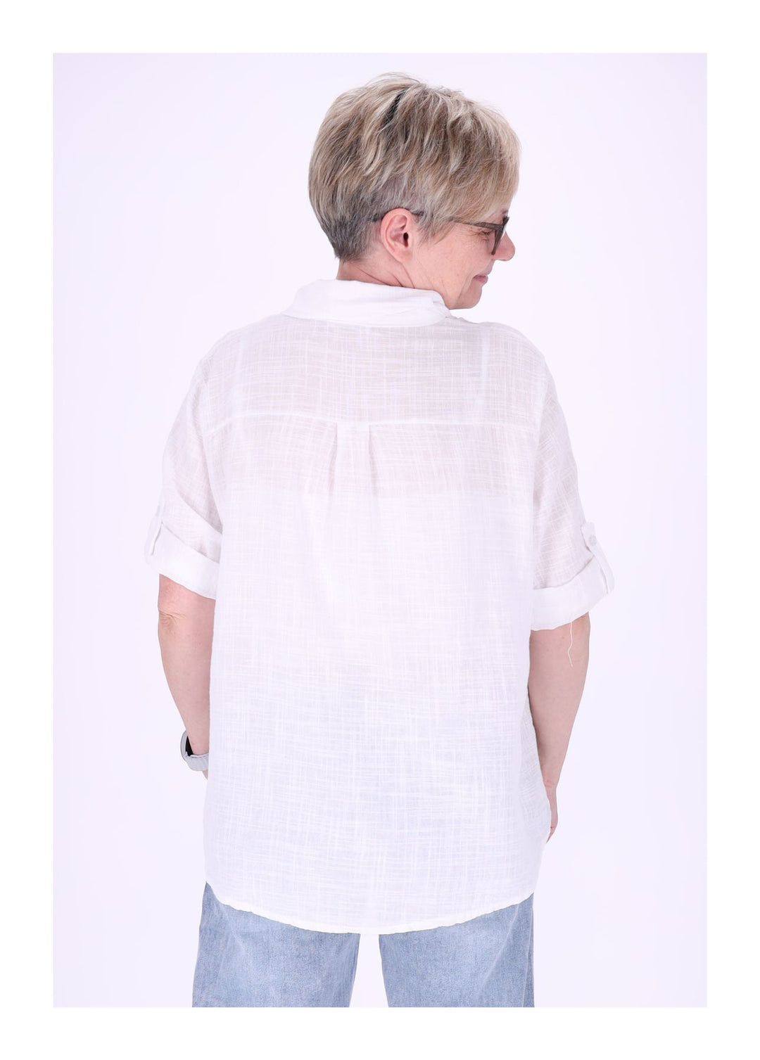 Leinenbluse Damen Kurzarm