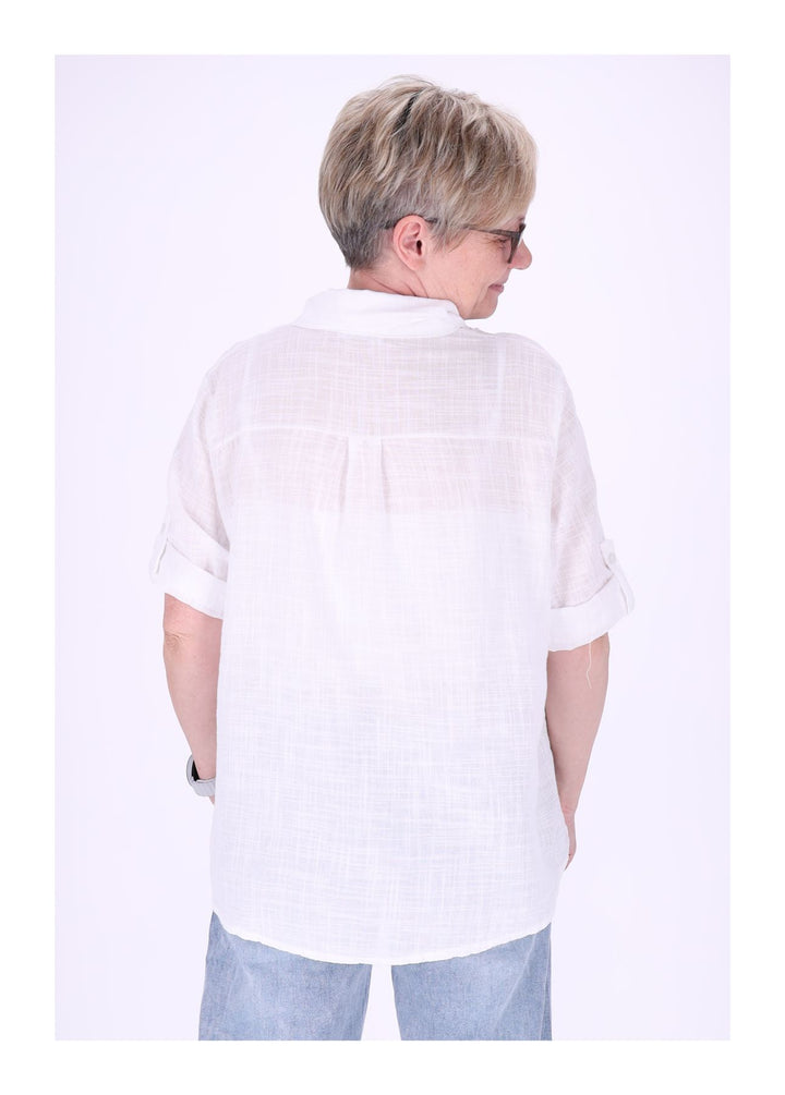 Leinenbluse Damen Kurzarm