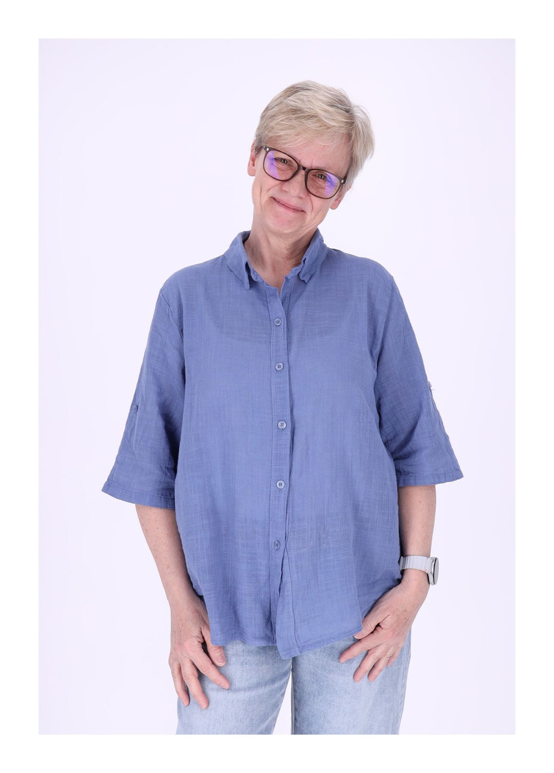 Leinenbluse Damen Kurzarm