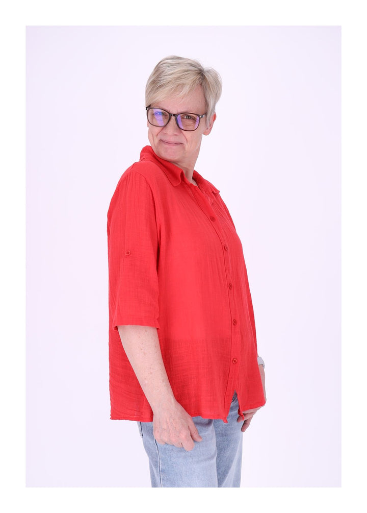 Leinenbluse Damen Kurzarm