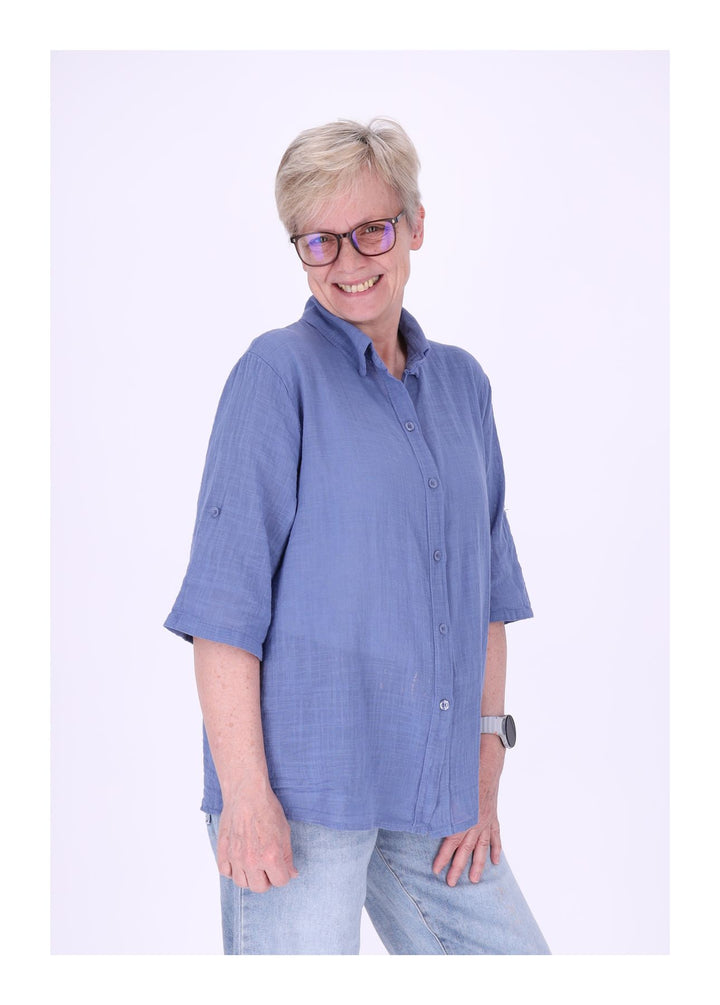 Leinenbluse Damen Kurzarm