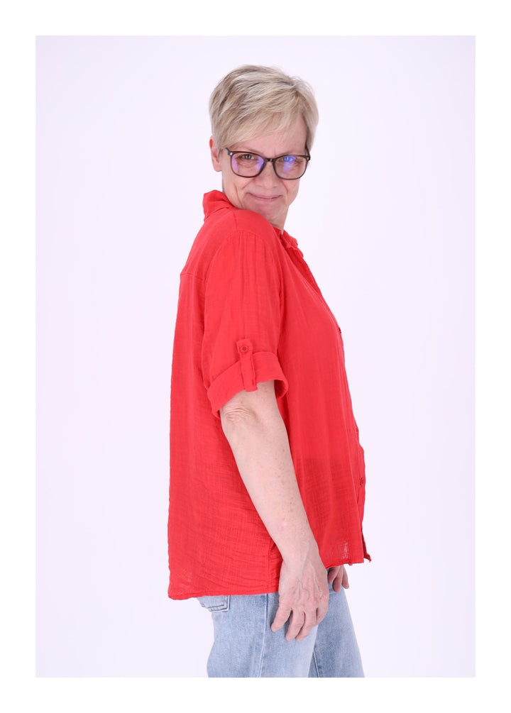 Leinenbluse Damen Kurzarm