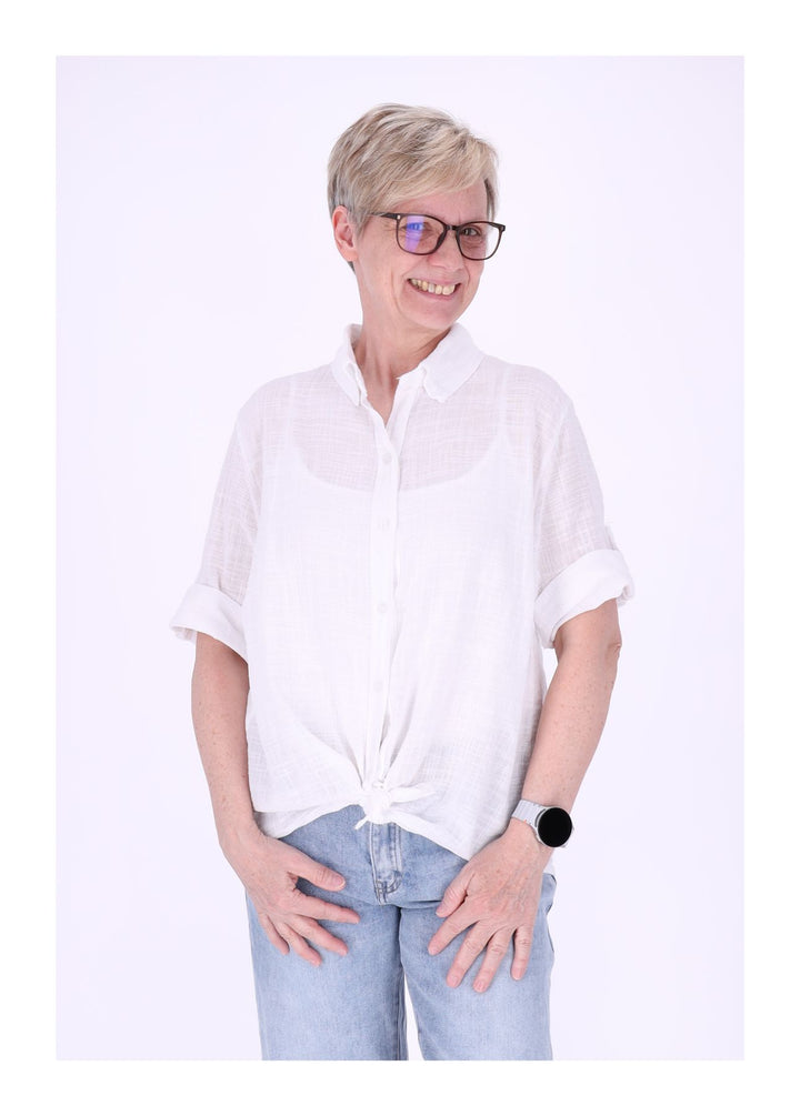 Leinenbluse Damen Kurzarm