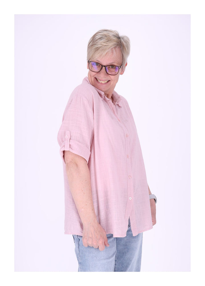 Leinenbluse Damen Kurzarm