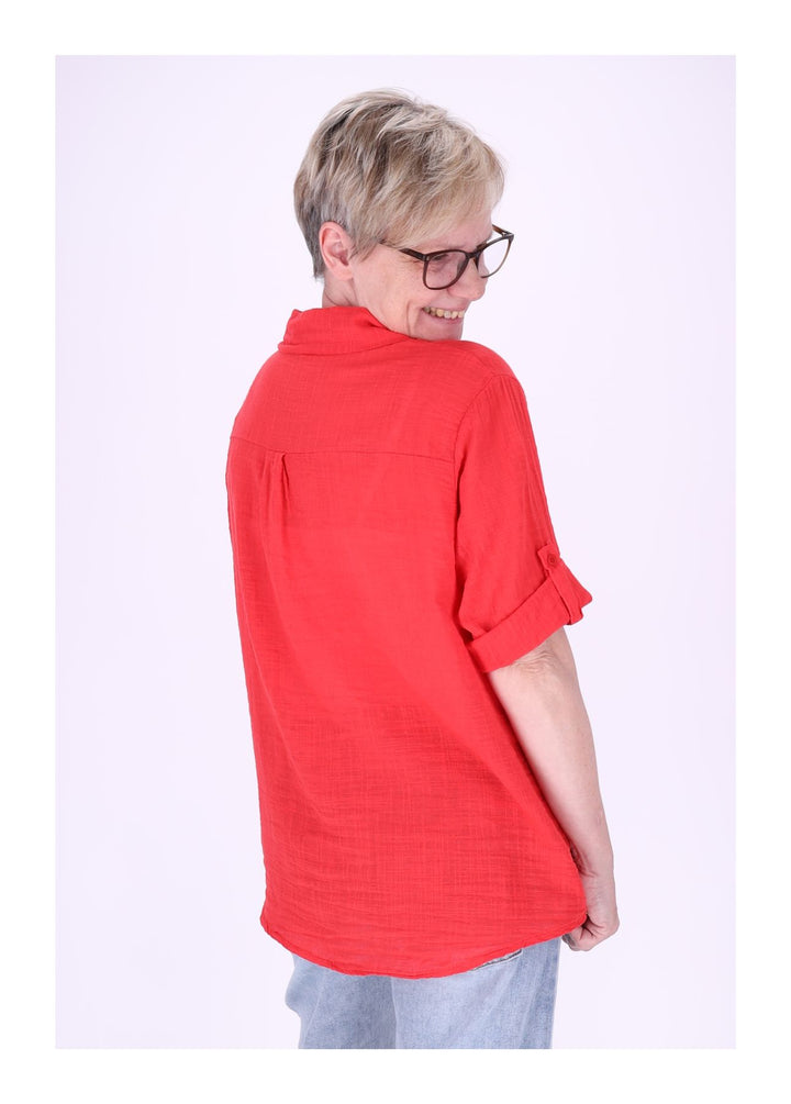 Leinenbluse Damen Kurzarm
