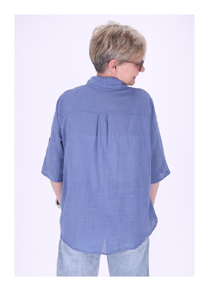 Leinenbluse Damen Kurzarm