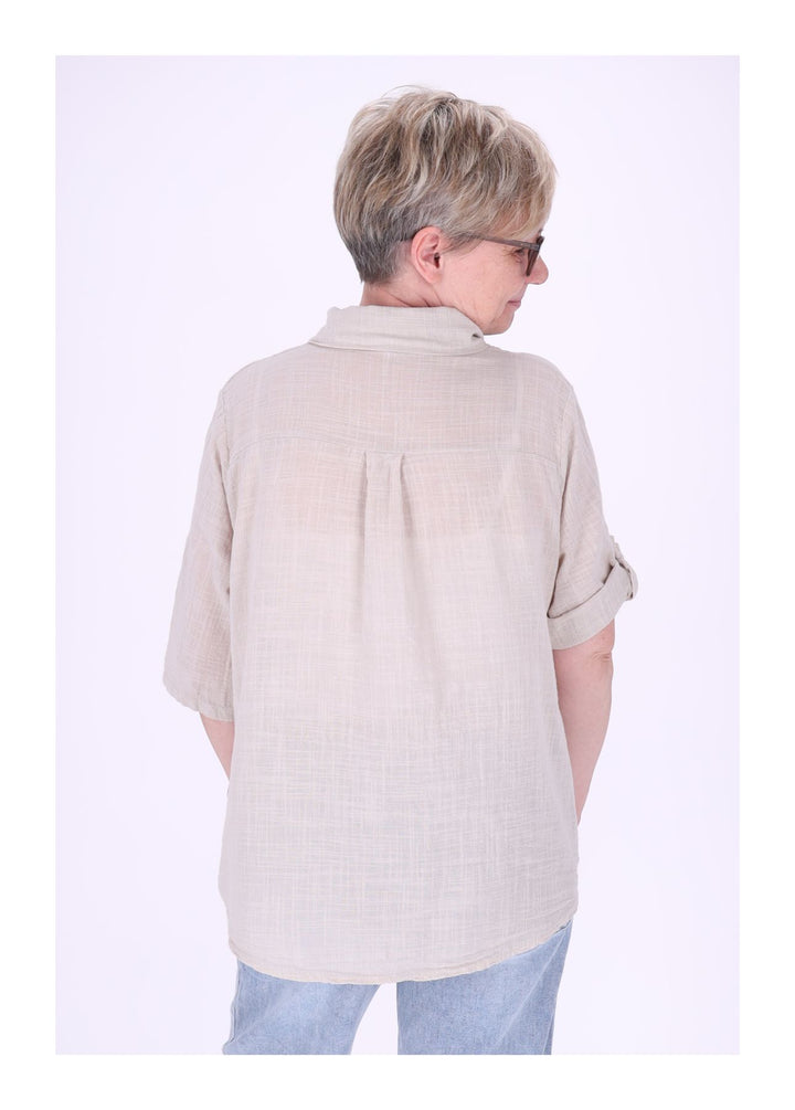 Leinenbluse Damen Kurzarm
