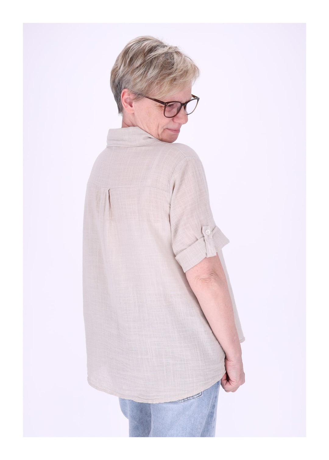 Leinenbluse Damen Kurzarm