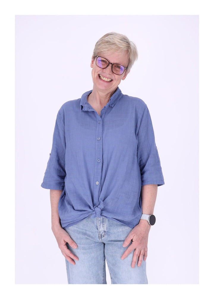 Leinenbluse Damen Kurzarm