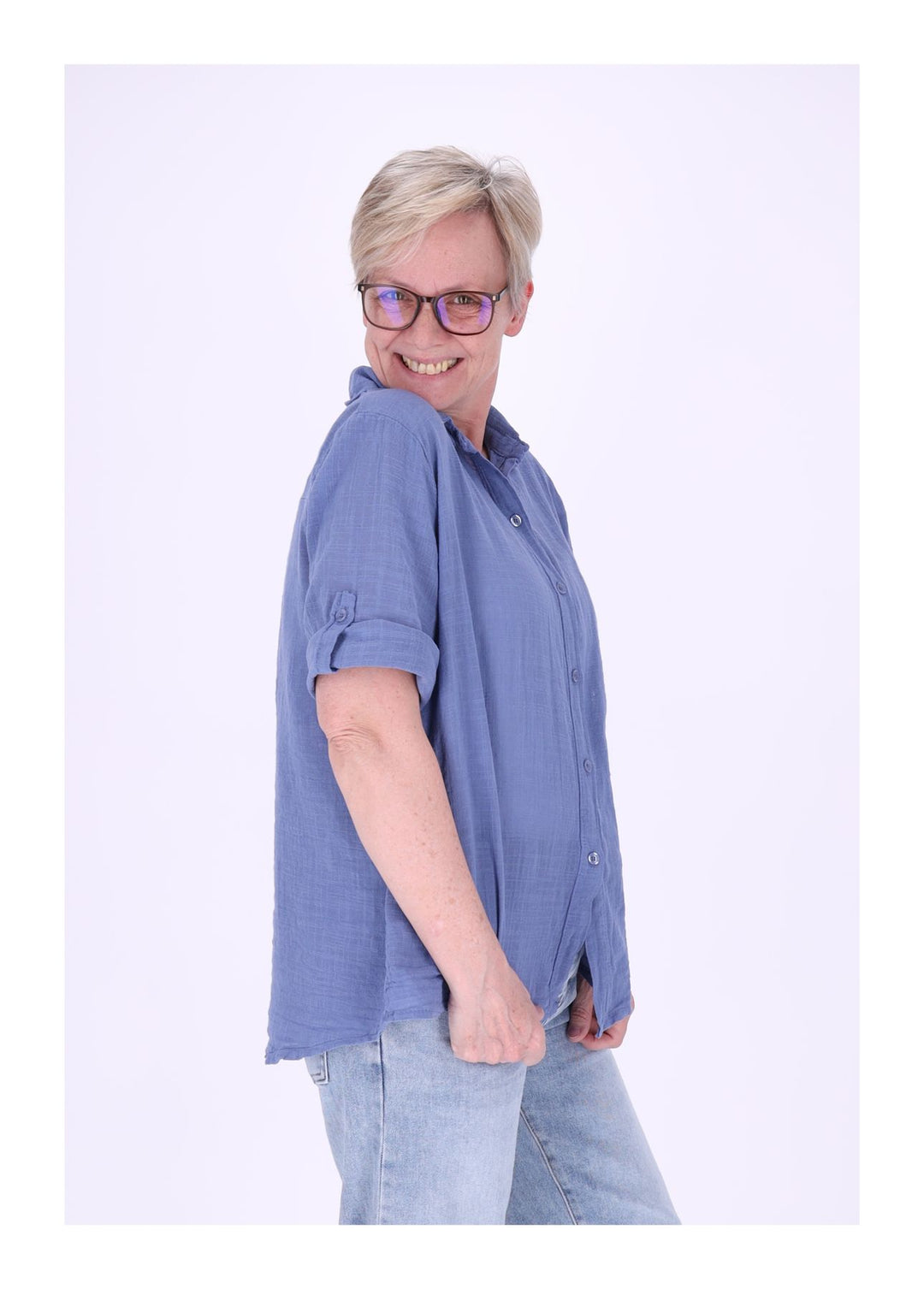 Leinenbluse Damen Kurzarm