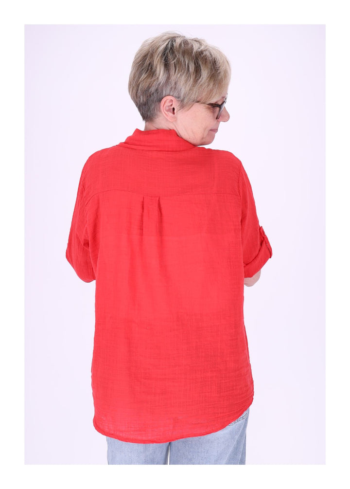 Leinenbluse Damen Kurzarm