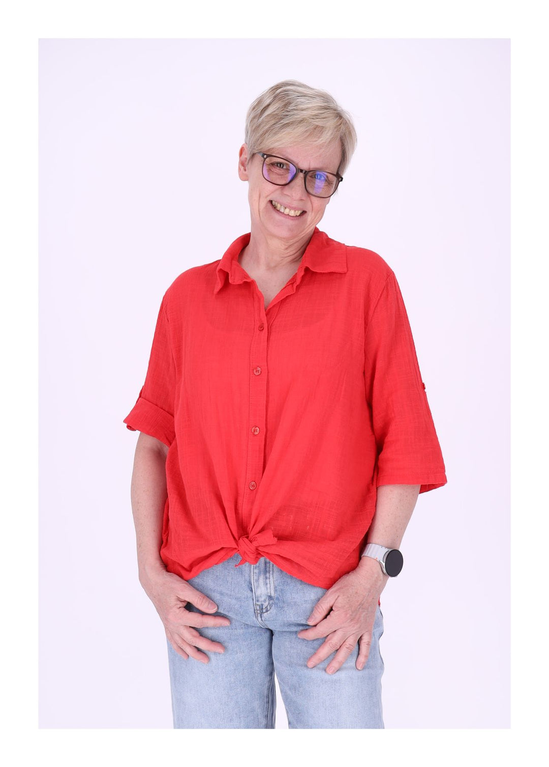 Leinenbluse Damen Kurzarm
