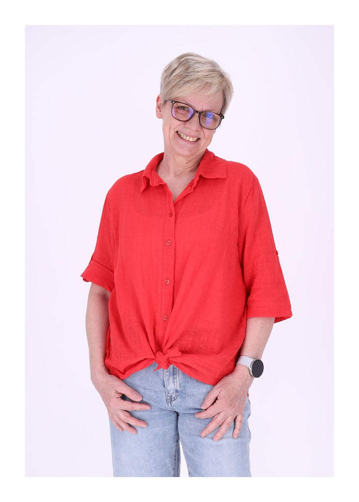 Leinenbluse Damen Kurzarm