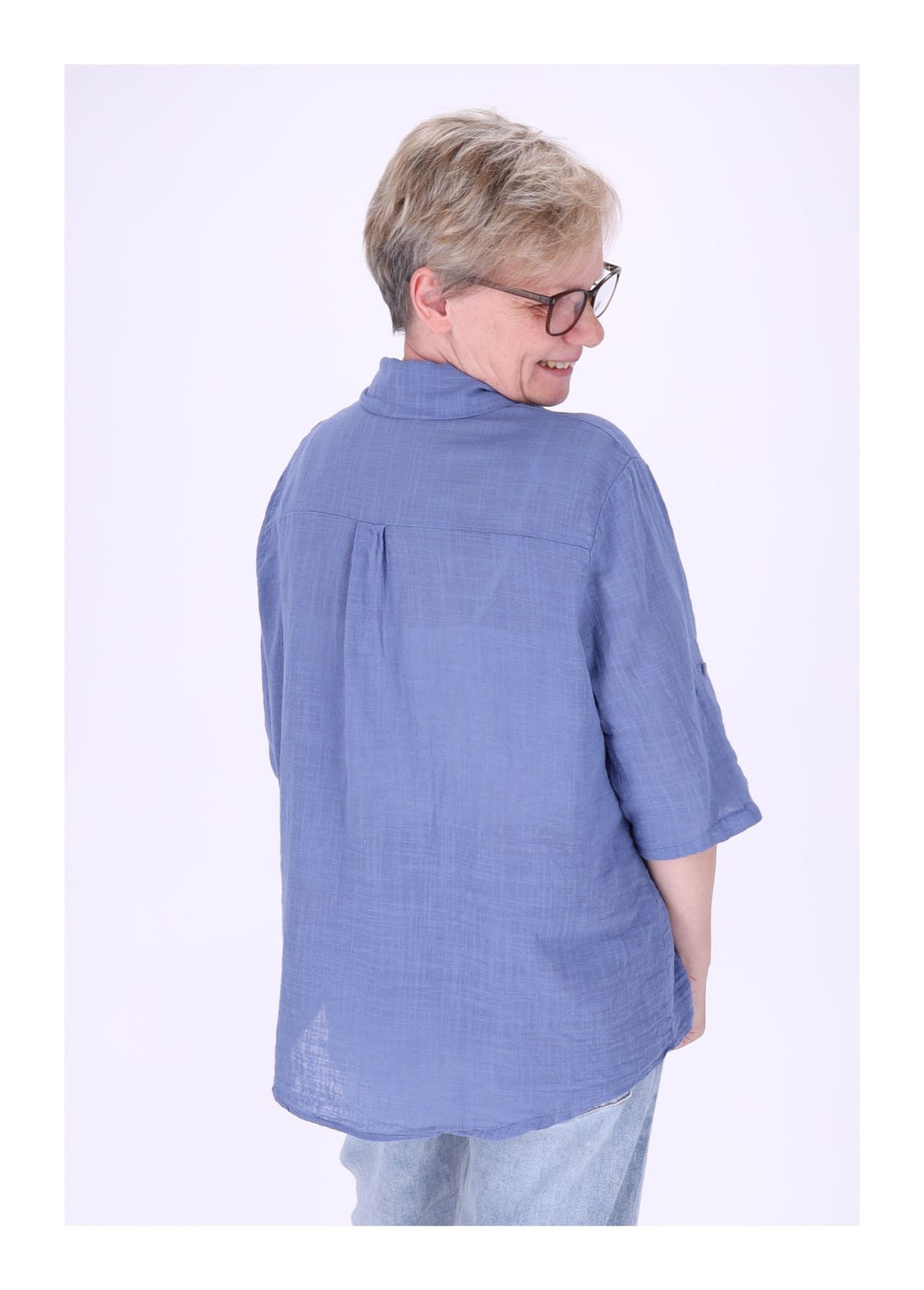 Leinenbluse Damen Kurzarm