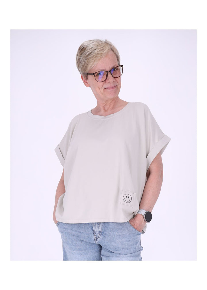 T-Shirt Damen Rundhals Smiley