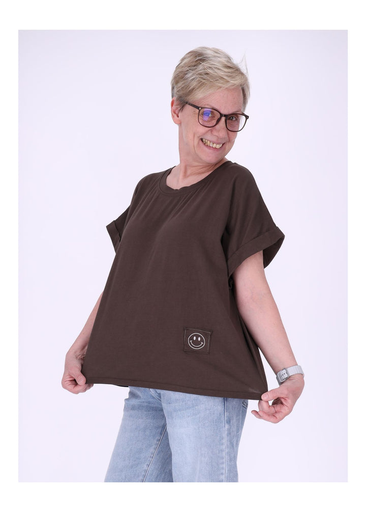 T-Shirt Damen Rundhals Smiley